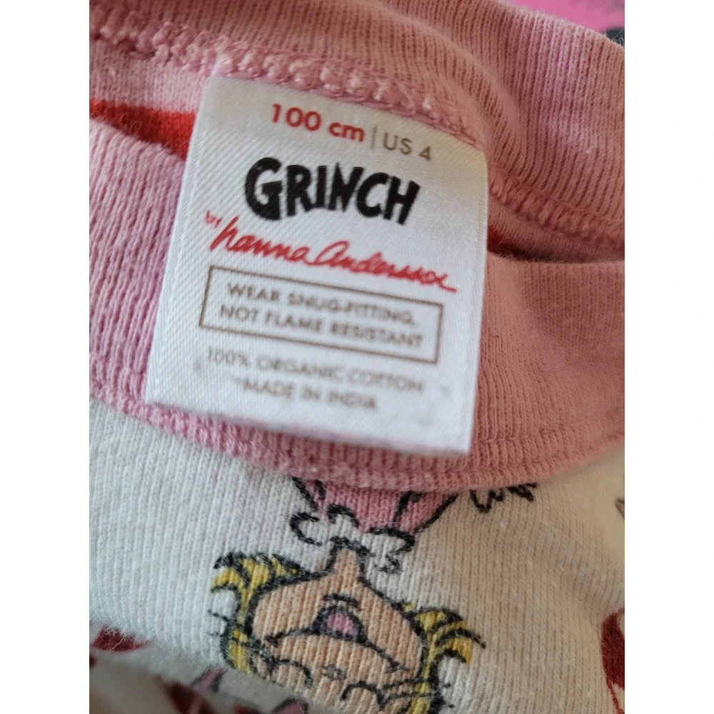 Hanna Andersson Grinch Cindy Lou Who Pajama Top Girls  4 Organic Cotton Pink #9